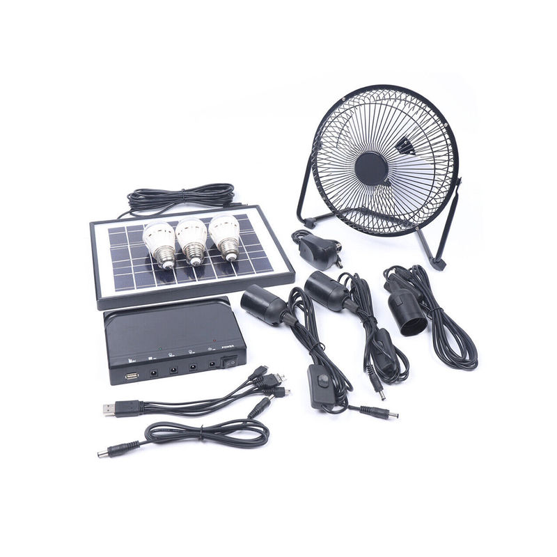 태양 전지판과 가정 야외 야영 태양 천정 선풍기를 위한 태양 조명 시스템 12V LED 라이트 8 