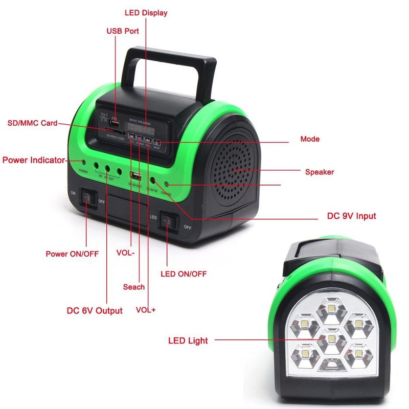 FCC EMC 5W 6V 휴대용 태양 에너지 램프 12PCS SMD LED 자동차 보트 태양 광 조명 키트