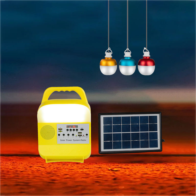 태양 전지판을 가진 그려진 광택이 없는 휴대용 태양 가정 조명 시스템 5W 3PCS LED 전구