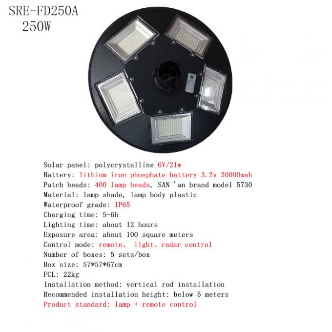 라운드 UFO 태양 광선 방수 IP65 150W 250W 3